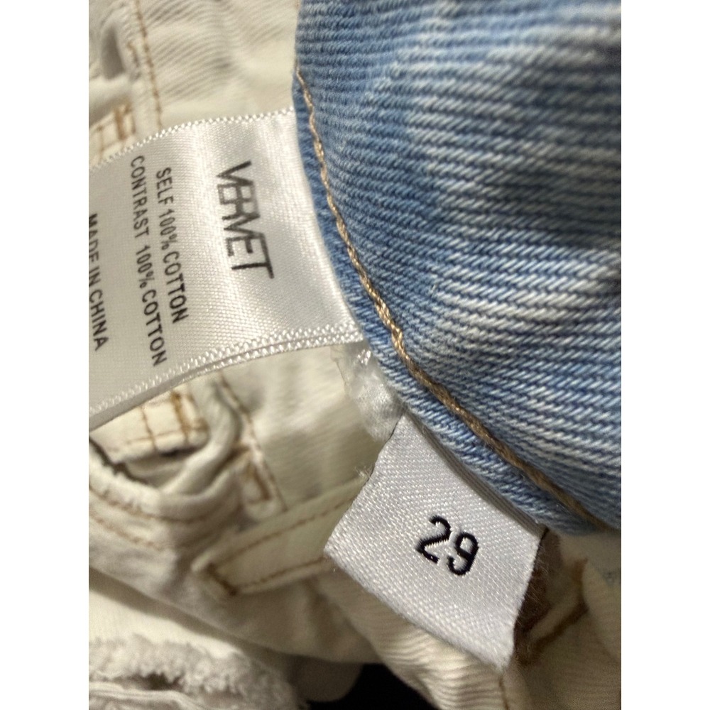 Vervet Los Angeles Two Tone Colorblock Distressed Wide Leg Jeans White Blue 29 - Picture 6 of 7